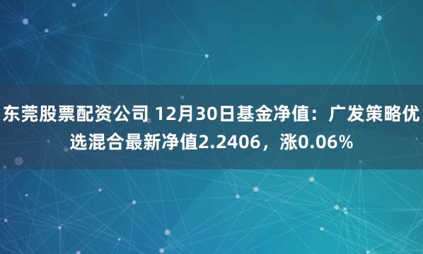 东莞股票配资公司 12月30日基金净值：广发策略优选混合最新净值2.2406，涨0.06%