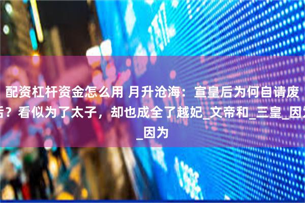 配资杠杆资金怎么用 月升沧海：宣皇后为何自请废后？看似为了太子，却也成全了越妃_文帝和_三皇_因为