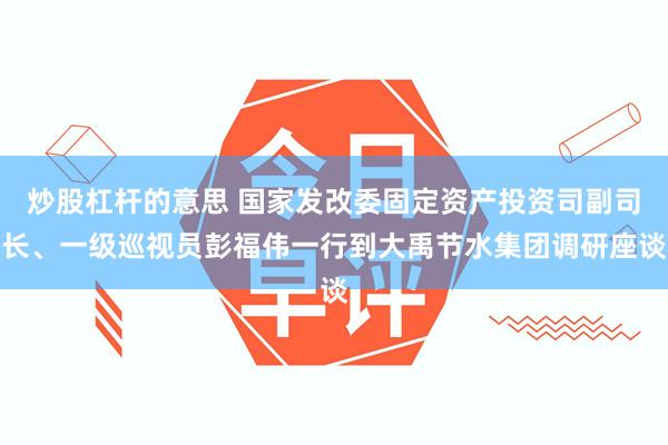 炒股杠杆的意思 国家发改委固定资产投资司副司长、一级巡视员彭福伟一行到大禹节水集团调研座谈