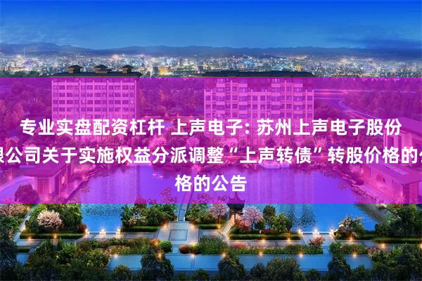 专业实盘配资杠杆 上声电子: 苏州上声电子股份有限公司关于实施权益分派调整“上声转债”转股价格的公告